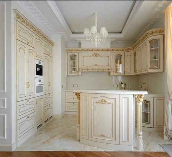 Эксклюзивная кухня 301 RAL WC83 с островом на заказ в Москве | Фабрика Vision